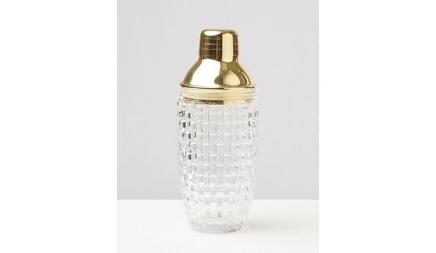 Oliver Bonas Fiesta Gold Metal & Glass Cocktail Shaker