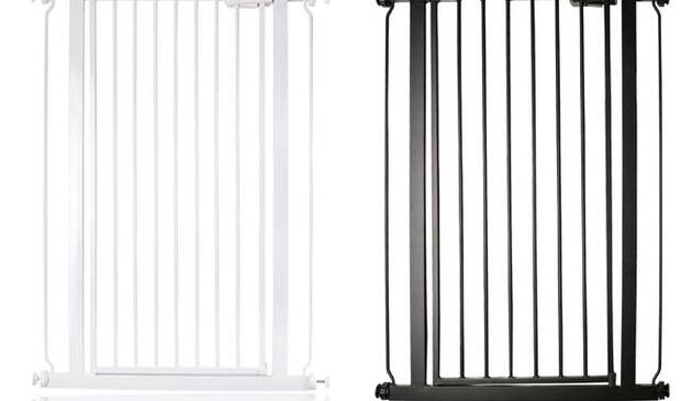 Close up view of gate in two different colours (black and white)