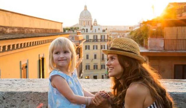 Mother and daughter in Italy