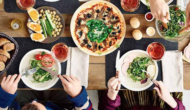 Placemats on a dinner table