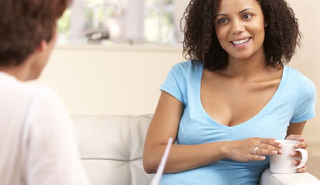 Woman discussing birth plan