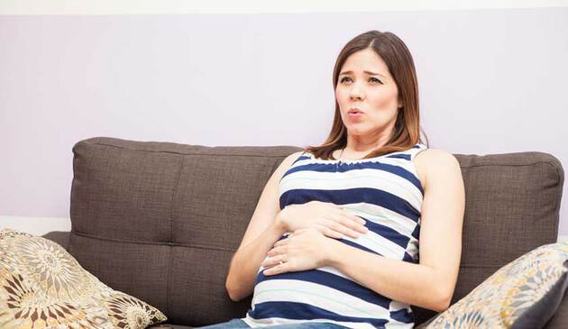 Pregnant woman breathing