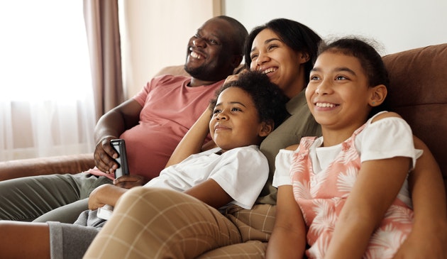Family watching TV