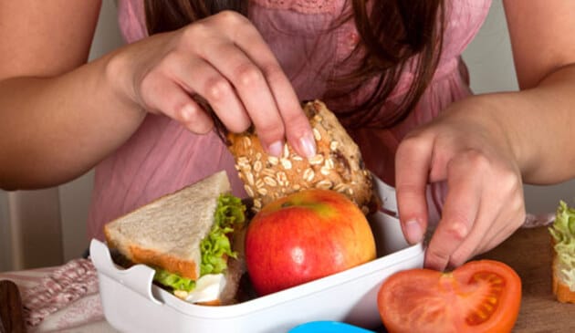 Mum making Packed Lunch