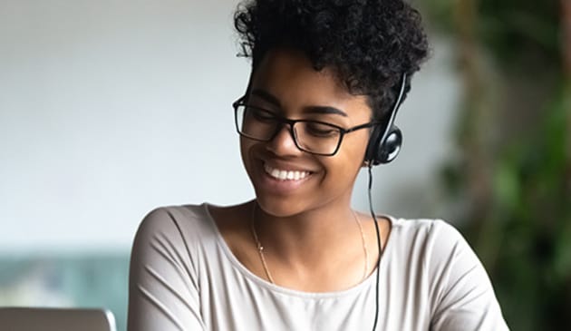 Smiling woman with headphones